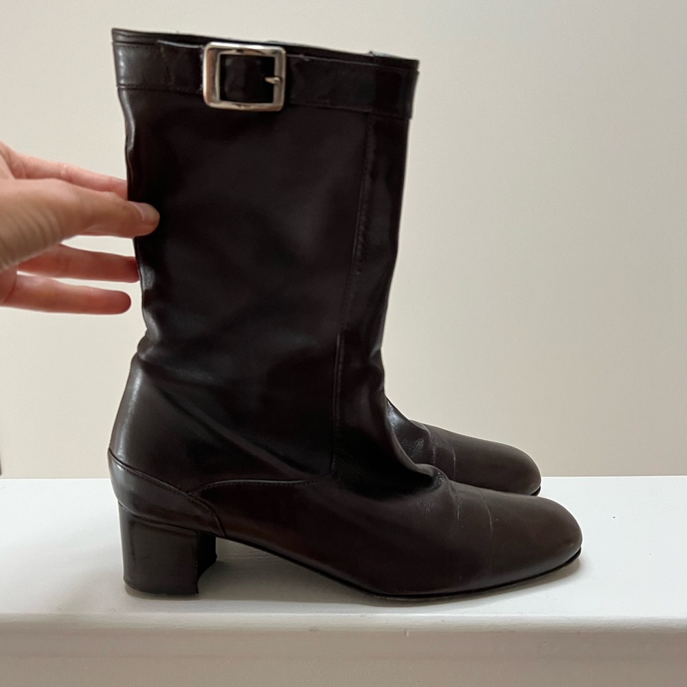 Cole Haan Vintage Dark Brown Heeled Leather Booties